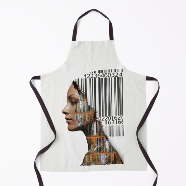 Item preview, Profile of a beautiful woman made of barcode on a white background. Mixed media painting, illustration, profile, women designed and sold by gulka8.