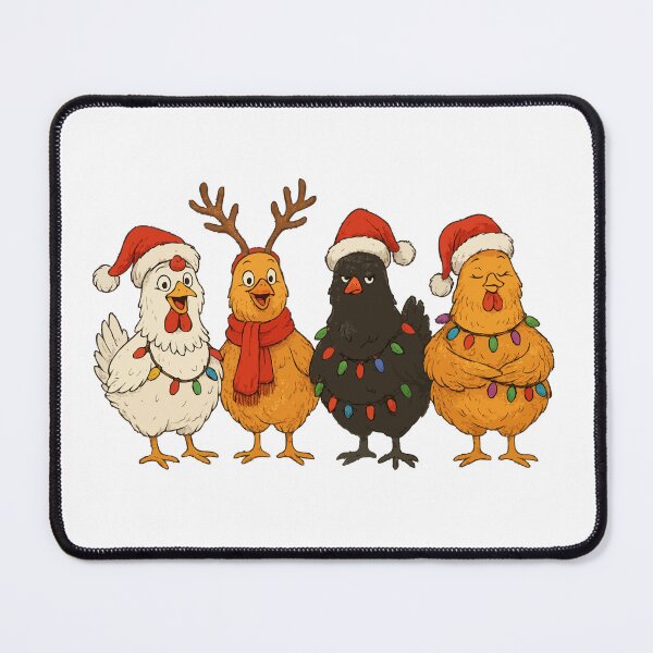 Item preview, Funny Christmas Chickens in Santa Hats & Lights – Cute Holiday Farm Animal Art for Chicken Lovers, Farmers & Christmas Gifts designed and sold by BrainBubbleArt.