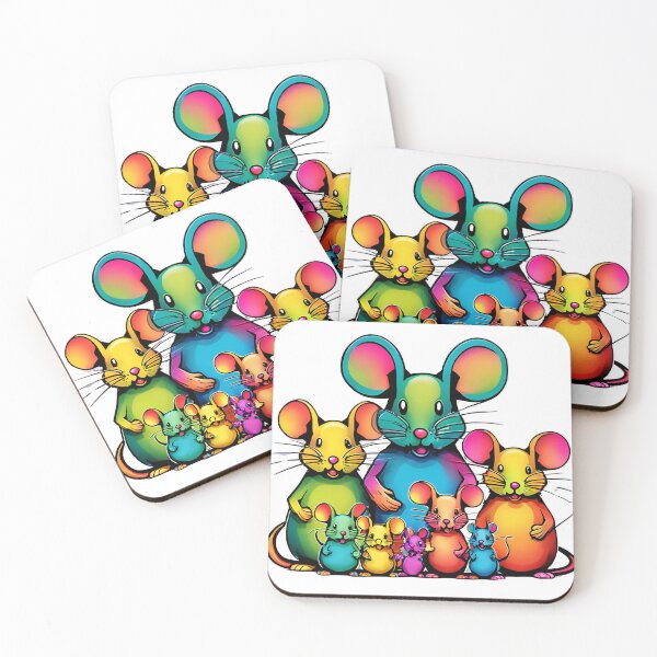 Item preview, Colorful mouse family – Cheerful cartoon illustration designed and sold by Spreesnake Design .