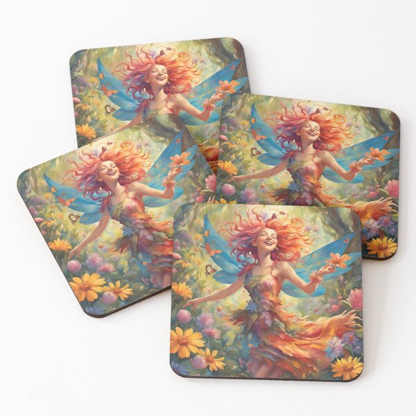 Item preview, A cheerful elf jumps through a sea of flowers. designed and sold by Spreesnake Design .