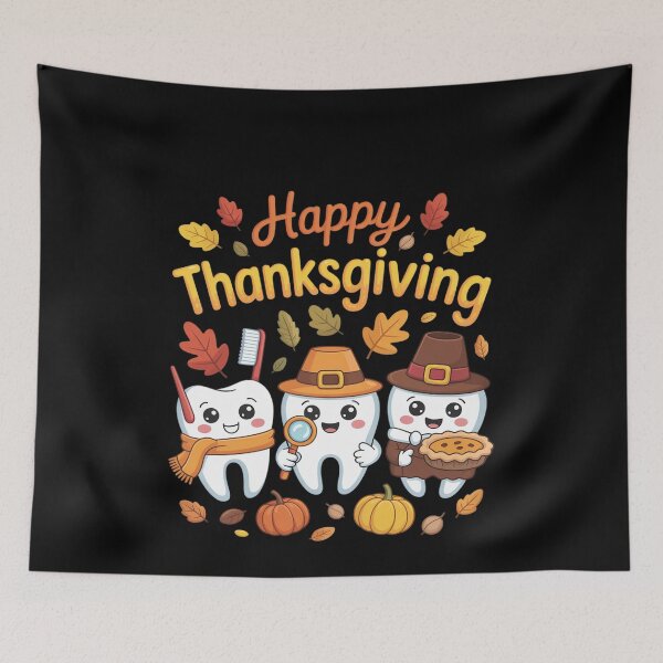 Item preview, Happy Thanksgiving Teeth Dental Squad Turkey designed and sold by MonsterBuddiess.
