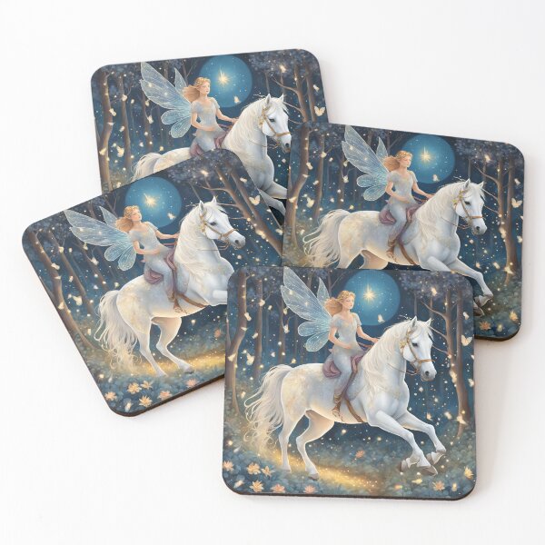 Item preview, Magical fairy on a white horse – Imaginative forest scene designed and sold by Spreesnake Design .
