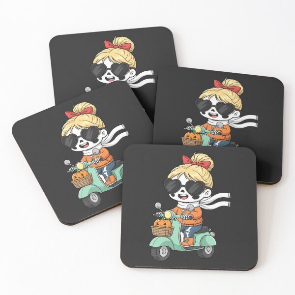 Item preview, Skeleton Girl Riding a Scooter | Cute Chibi Skeleton Adventure Art designed and sold by ColorSplash123.