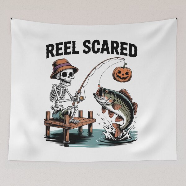 Item preview, Reel Scared Halloween Fishing Skeleton  designed and sold by Veroniadic.