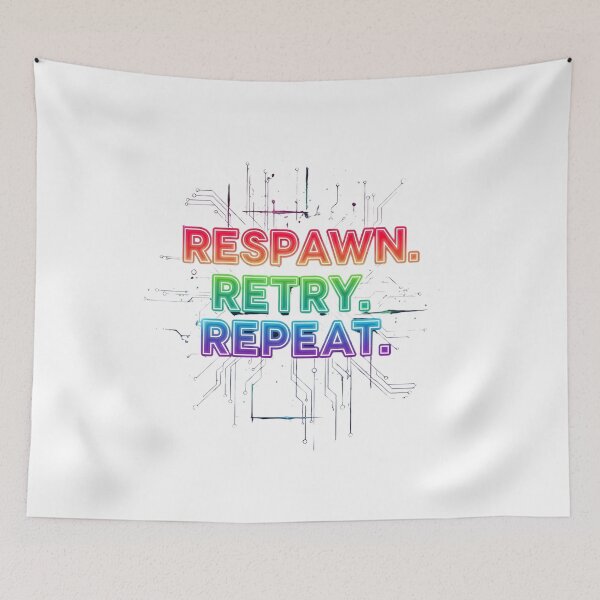 Item preview, Respawn Retry Repeat Gaming T-Shirt for True Players designed and sold by Egyptian king ⭐⭐⭐⭐⭐.