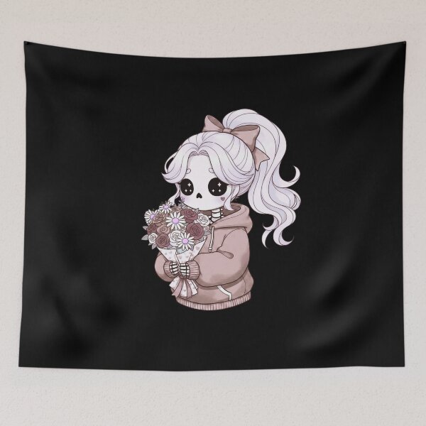 Item preview, Skeleton Girl with Flowers | Cute Kawaii Gothic Romance Valentine’s Design designed and sold by ColorSplash123.