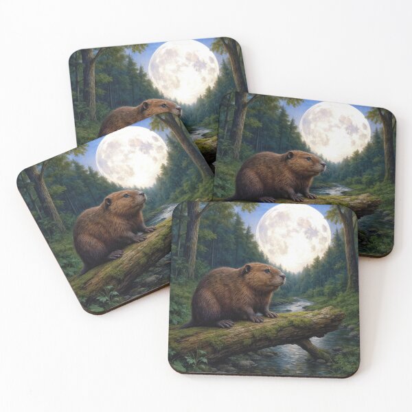 Item preview, Beaver On a River Log In the Moonlight designed and sold by Maria Dryfhout.