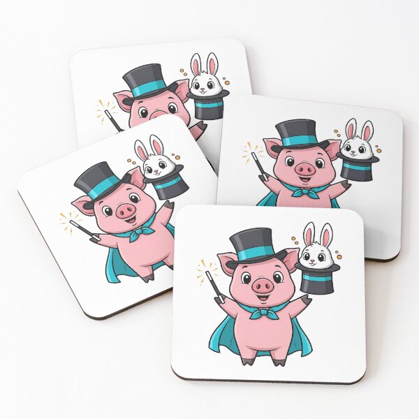 Item preview, Adorable Magician Pig & Bunny Illusion Art designed and sold by k3rstman1.