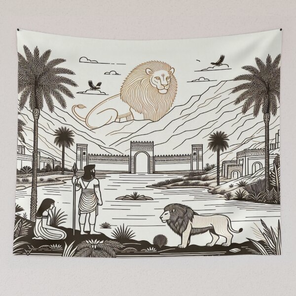 Item preview, Lion of Babylon, Ishtar Gate, Gilgamesh, Mesopotamia, palm tree, river designed and sold by Redbdon.