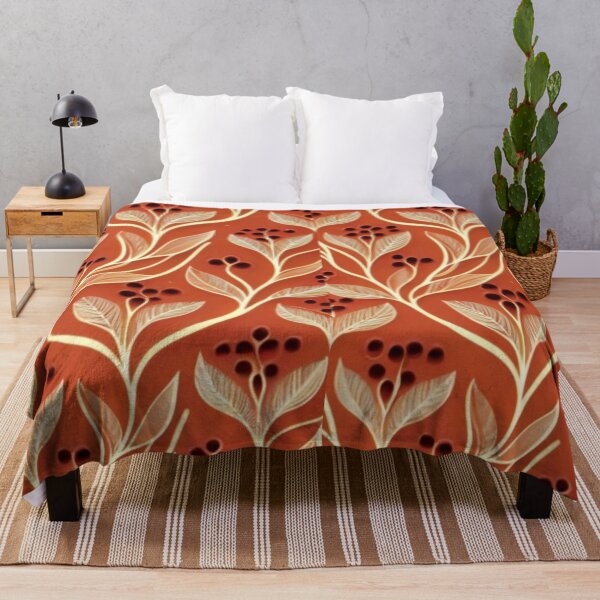Item preview, orange background, delicate floral pattern, vintage atmosphere, retro picture, beautiful fabric, designed and sold by gulka8.