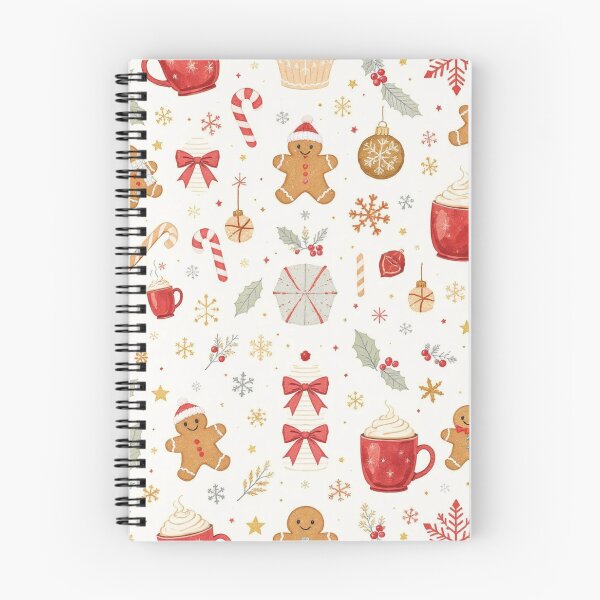 Artikelvorschau, Gemütliches Aquarell-Weihnachtsmuster – Lebkuchen, Zuckerstangen, Stechpalme & Schneeflocken entworfen und verkauft von Creative Mama.