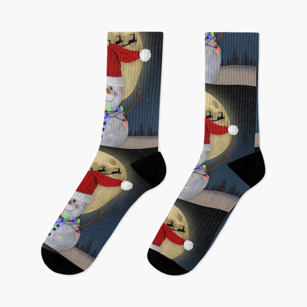 Item preview, Moonlit Christmas Magic – Snowmen, Santa’s Sleigh & Festive Winter Night Illustration designed and sold by PixelVibe782.
