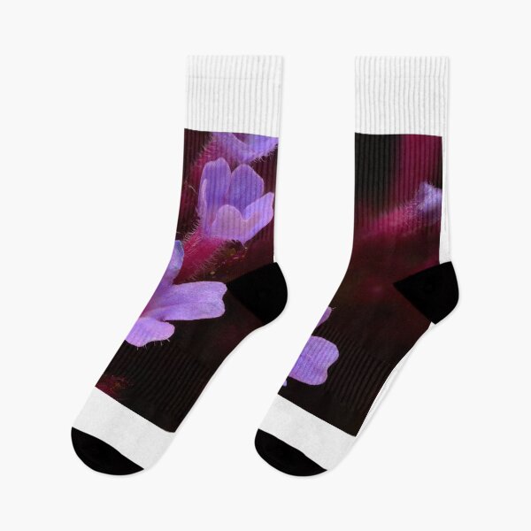 Item preview, Macro of small purple flowers with pink centers on dark background designed and sold by Goiko7Margarita.