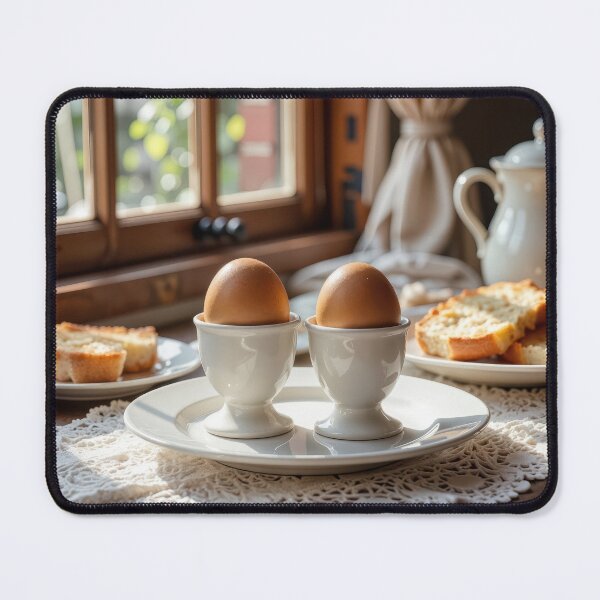 Item preview, Two Brown Boiled Eggs In White Egg Cups designed and sold by Maria Dryfhout.