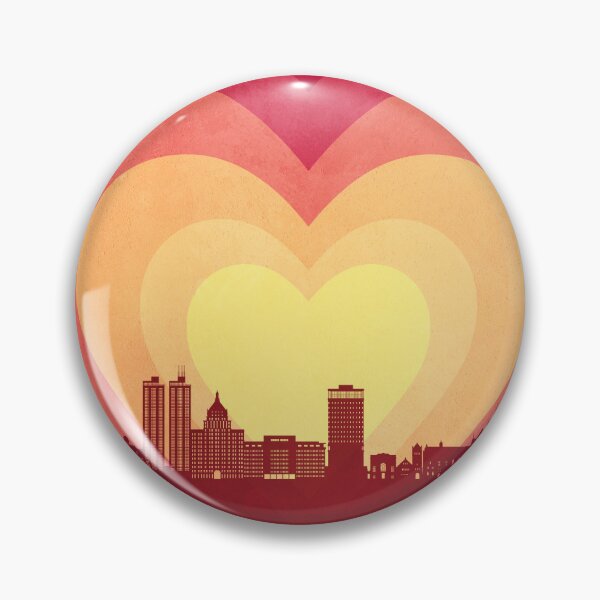Item preview, Peoria Illinois Skyline Hearts Red Yellow designed and sold by ArtPrints.