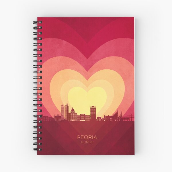 Item preview, Peoria Illinois Skyline Hearts Red Yellow designed and sold by ArtPrints.