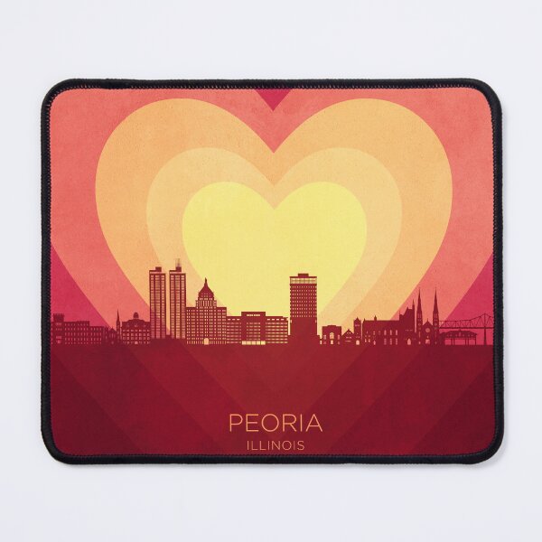 Item preview, Peoria Illinois Skyline Hearts Red Yellow designed and sold by ArtPrints.