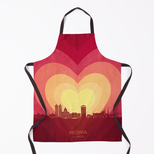 Item preview, Peoria Illinois Skyline Hearts Red Yellow designed and sold by ArtPrints.