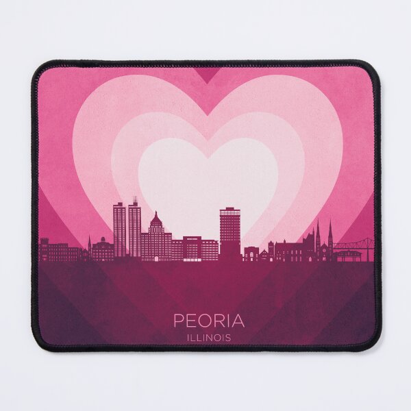 Item preview, Peoria Illinois Skyline Hearts Pink designed and sold by ArtPrints.