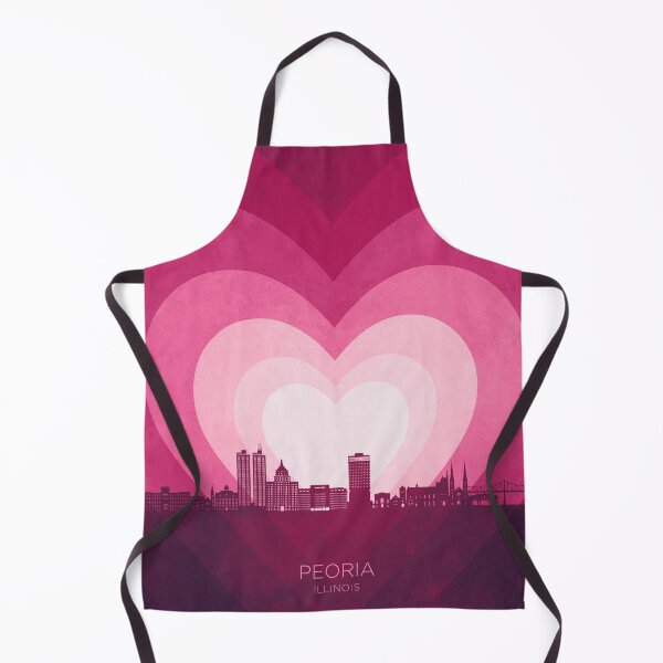 Item preview, Peoria Illinois Skyline Hearts Pink designed and sold by ArtPrints.