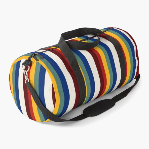Item preview, thin retro stripe pattern in vivid and expressive colors from the 1960s, horizontal lines, clean and neat, consistent image, white, black, yellow, blue color palette designed and sold by gulka8.
