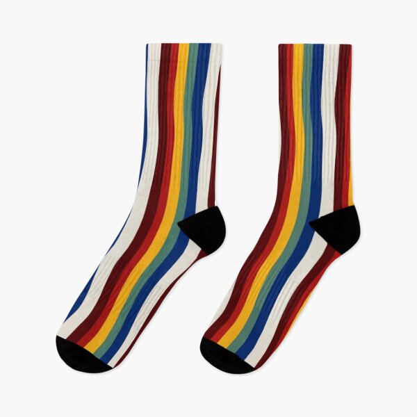 Item preview, thin retro stripe pattern in vivid and expressive colors from the 1960s, horizontal lines, clean and neat, consistent image, white, black, yellow, blue color palette designed and sold by gulka8.