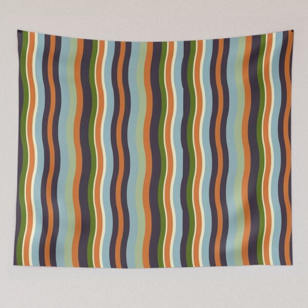 Item preview, thin retro stripe pattern in vivid and expressive colors from the 1960s, horizontal lines, clean and neat, consistent image, green color palette designed and sold by gulka8.