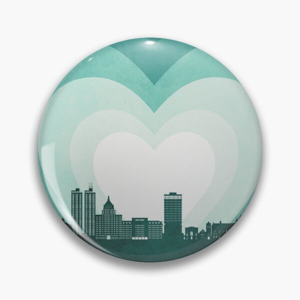 Item preview, Peoria Illinois Skyline Hearts Teal designed and sold by ArtPrints.