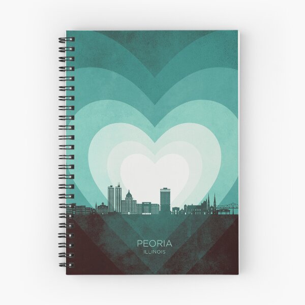 Item preview, Peoria Illinois Skyline Hearts Teal designed and sold by ArtPrints.