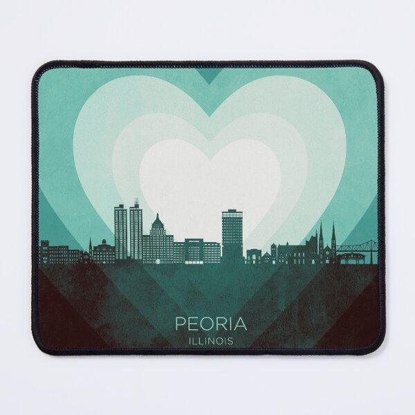 Item preview, Peoria Illinois Skyline Hearts Teal designed and sold by ArtPrints.
