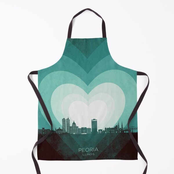 Item preview, Peoria Illinois Skyline Hearts Teal designed and sold by ArtPrints.