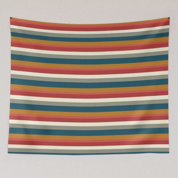 Item preview, thin retro stripe pattern in vivid and expressive colors from the 1960s, horizontal lines, mustard color palette, clean and neat, consistent designed and sold by gulka8.