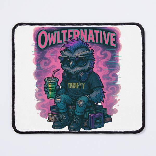 Item preview, Owlternative - Hipster Owl Vaporwave Alternative Music Aesthetic Art designed and sold by Jarminis.