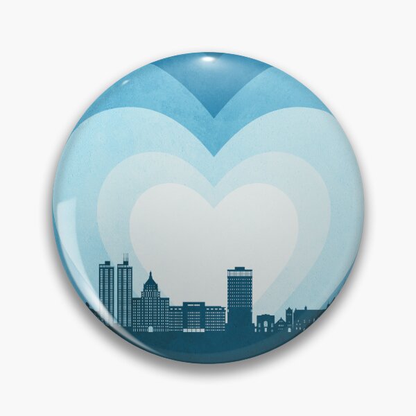 Item preview, Peoria Illinois Skyline Hearts Blue designed and sold by ArtPrints.