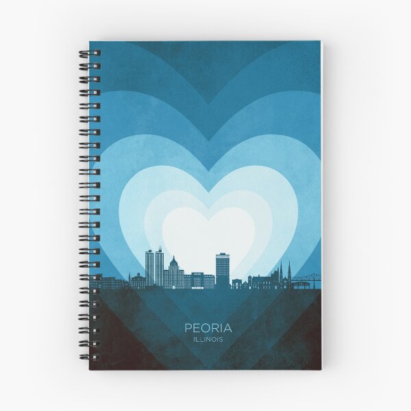 Item preview, Peoria Illinois Skyline Hearts Blue designed and sold by ArtPrints.