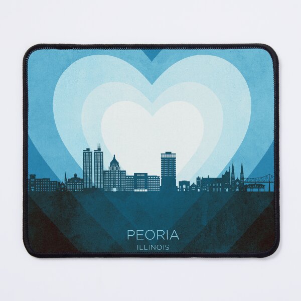 Item preview, Peoria Illinois Skyline Hearts Blue designed and sold by ArtPrints.