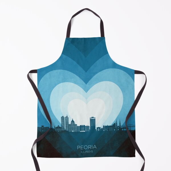 Item preview, Peoria Illinois Skyline Hearts Blue designed and sold by ArtPrints.