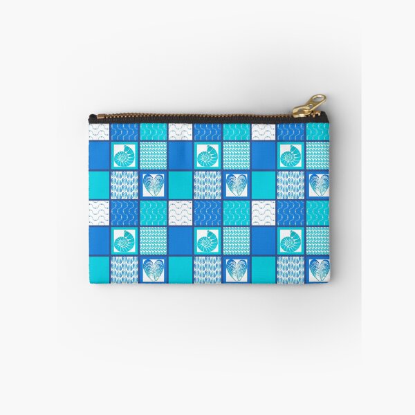 Item preview, Bold and bright coastal patchwork turquoise and cobalt blue designed and sold by LisaLeQuelenec.