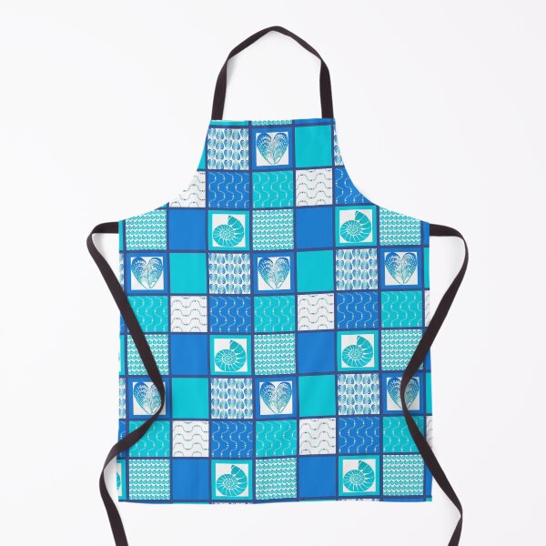 Item preview, Bold and bright coastal patchwork turquoise and cobalt blue designed and sold by LisaLeQuelenec.
