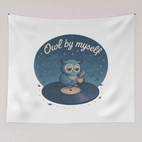 Item preview, Owl By Myself - Introvert Night Owl Coffee Lover Alone Time Art designed and sold by Jarminis.
