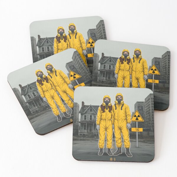 Item preview, Radiation Suit Couple in Abandoned City  Post-Apocalyptic  Art designed and sold by simaso.