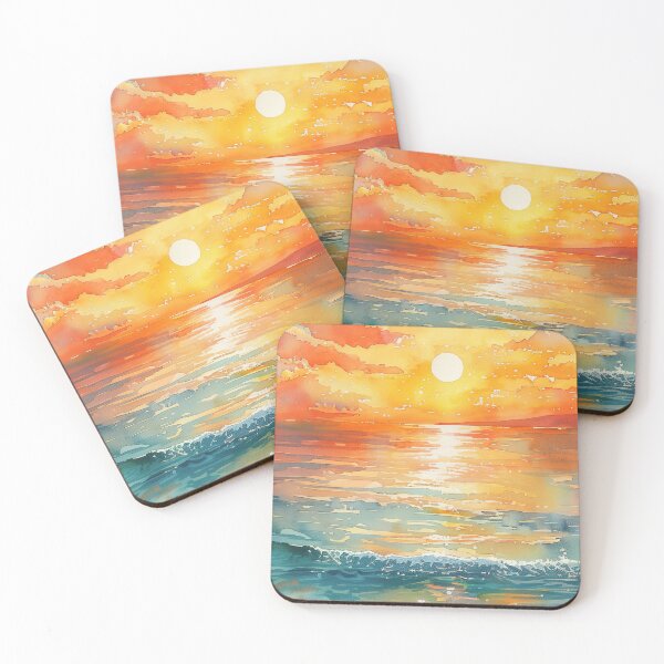 Item preview, Watercolor Peaceful Orange Beach Sunrise Sunset designed and sold by Liberty Sunshine.