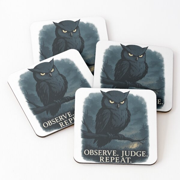 Item preview, Observe Judge Repeat - Dark Owl Introvert Judging Sarcastic Humor Art designed and sold by Jarminis.