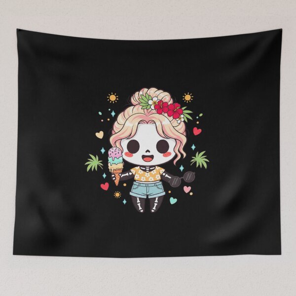 Item preview, Summer Skeleton Girl | Cute Kawaii Chibi Tropical Skeleton Design designed and sold by ColorSplash123.