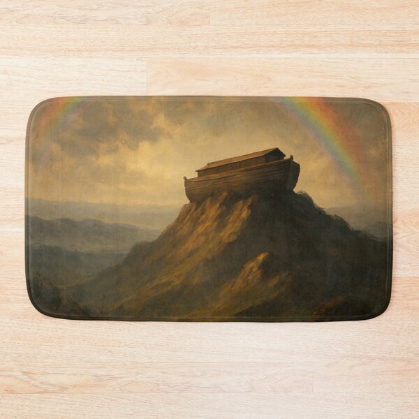 Item preview, Noah’s Ark on the Mountain – Biblical Art Print, Rainbow & Old Testament Illustration designed and sold by mariannrina.
