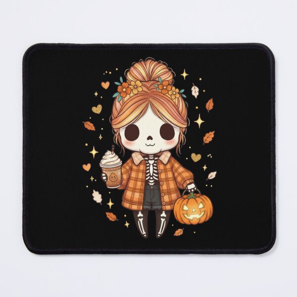 Item preview, Cozy Fall Skeleton Girl | Cute Kawaii Chibi Autumn Skeleton Design designed and sold by ColorSplash123.