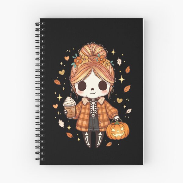 Item preview, Cozy Fall Skeleton Girl | Cute Kawaii Chibi Autumn Skeleton Design designed and sold by ColorSplash123.