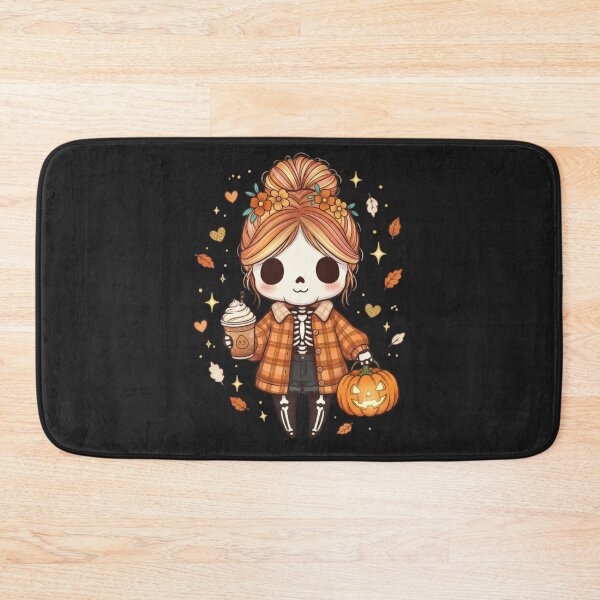 Item preview, Cozy Fall Skeleton Girl | Cute Kawaii Chibi Autumn Skeleton Design designed and sold by ColorSplash123.