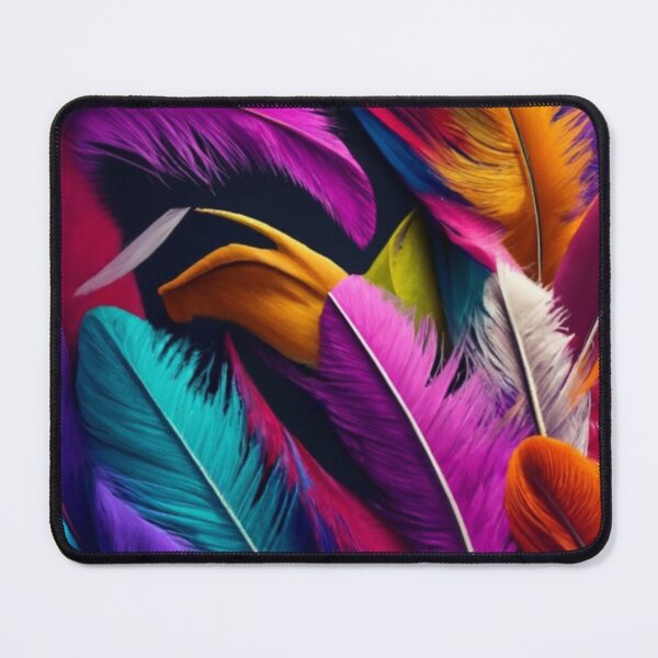 Item preview, plain black background, ultra realistic, highly detailed, cinematic, vivid, photo, 3D rendering, rainbow feathers designed and sold by gulka8.