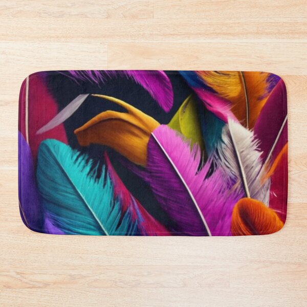 Item preview, plain black background, ultra realistic, highly detailed, cinematic, vivid, photo, 3D rendering, rainbow feathers designed and sold by gulka8.